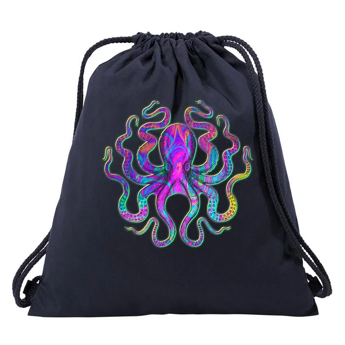 Psychedelic Octopus Drawstring Bag