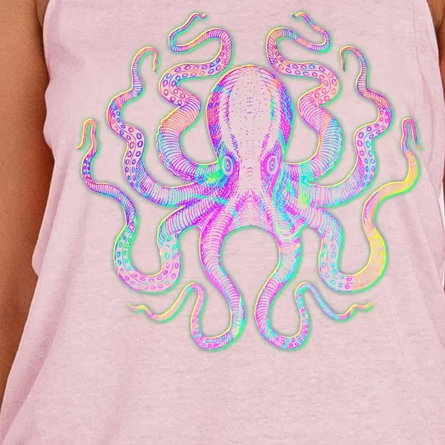 Psychedelic Octopus Women's Knotted Racerback Tank