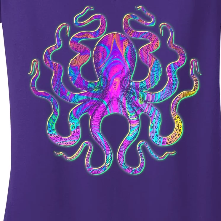 Psychedelic Octopus Women's V-Neck T-Shirt