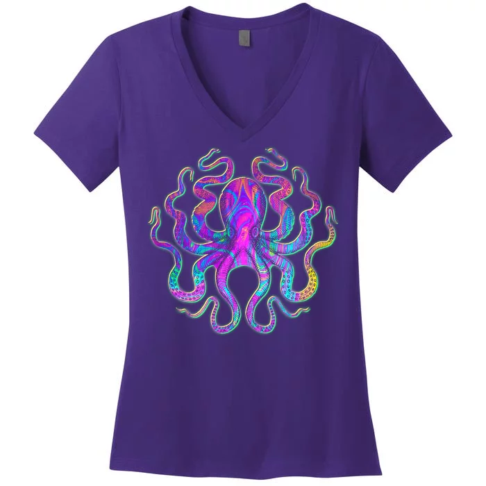 Psychedelic Octopus Women's V-Neck T-Shirt