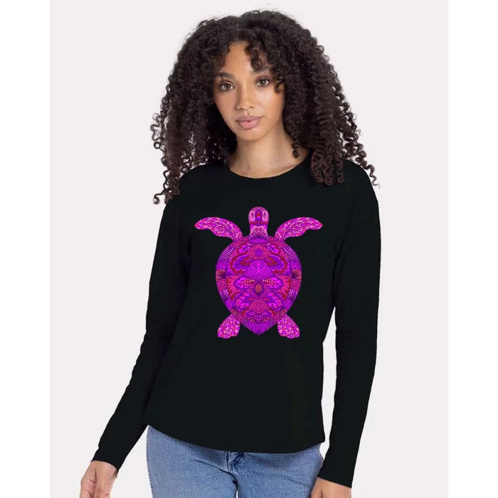 Psychedelic Turtle Womens Cotton Relaxed Long Sleeve T-Shirt