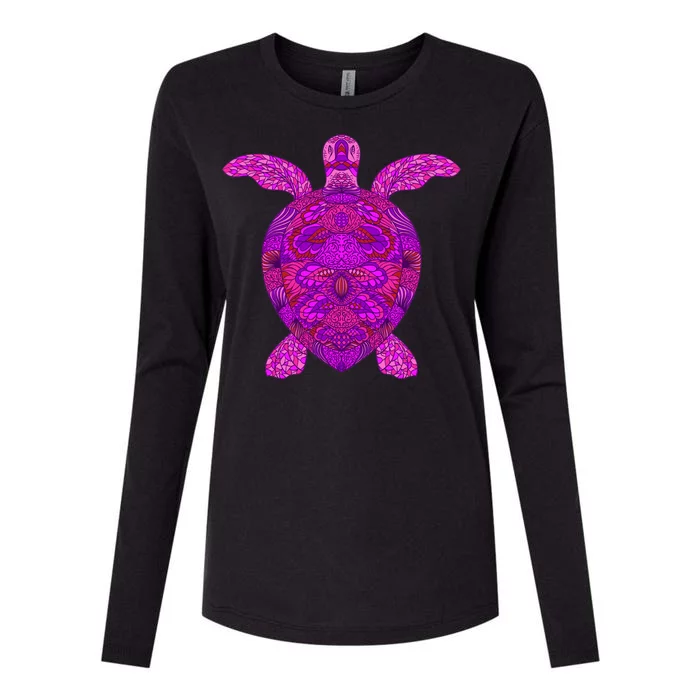 Psychedelic Turtle Womens Cotton Relaxed Long Sleeve T-Shirt