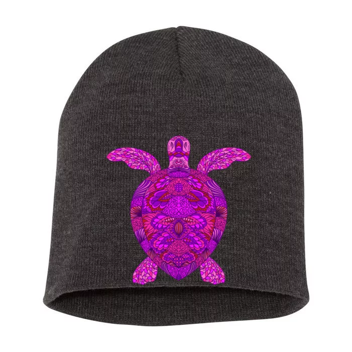 Psychedelic Turtle Short Acrylic Beanie