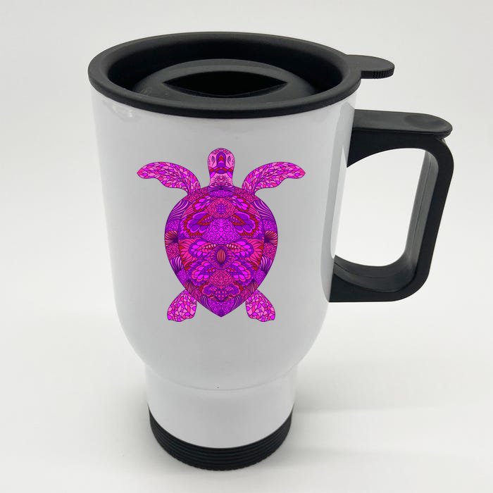 Psychedelic Turtle Front & Back Stainless Steel Travel Mug