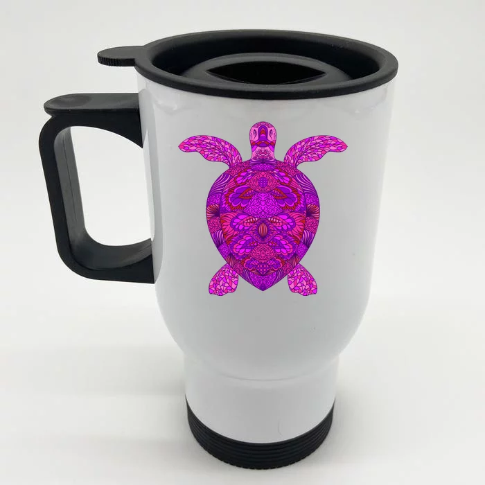 Psychedelic Turtle Front & Back Stainless Steel Travel Mug