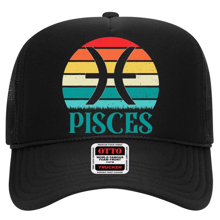 Pisces Sunset Zodiac High Crown Mesh Trucker Hat