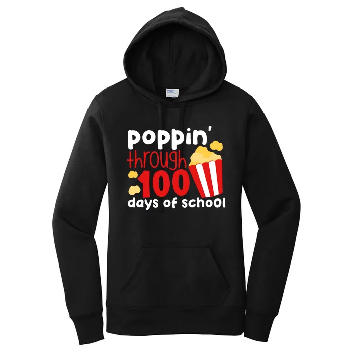 Poppin Through 100 Days Of School Popcorn Women's Pullover Hoodie