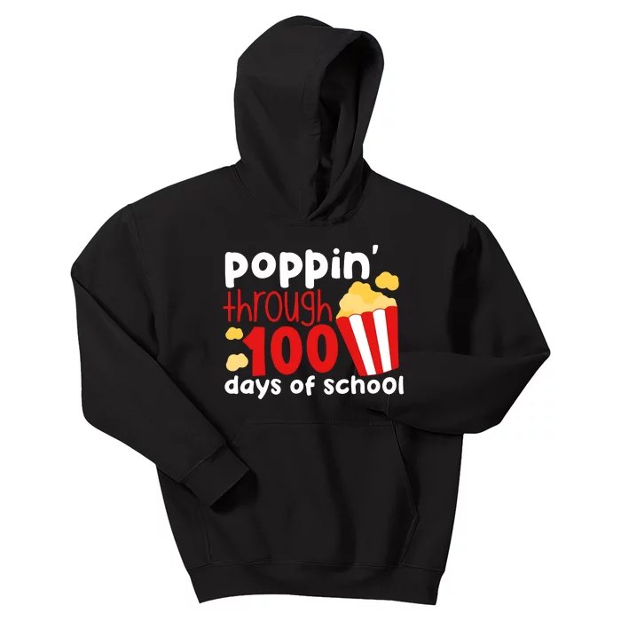 Poppin Through 100 Days Of School Popcorn Kids Hoodie