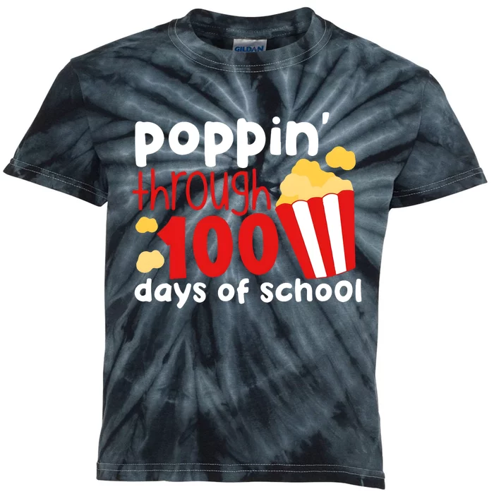 Poppin Through 100 Days Of School Popcorn Kids Tie-Dye T-Shirt