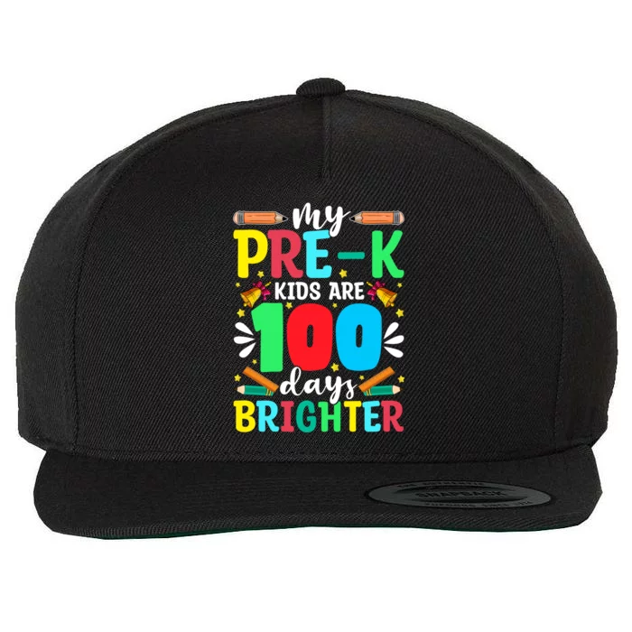 Preschool Teacher 100 Days Brighter 100th Day Of School Gift Wool Snapback Cap