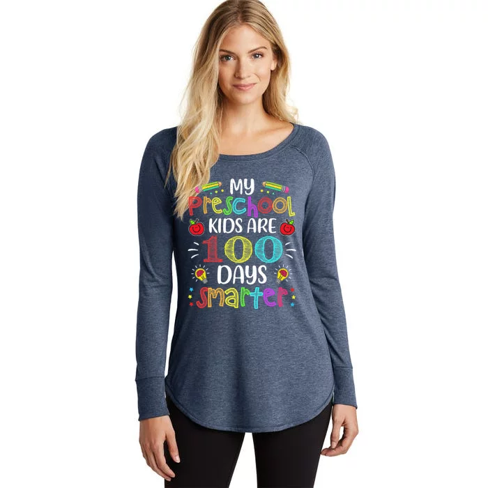 Preschool Teacher 100 Days Smarter 100th Day Of School Gift Meaningful Gift Women's Perfect Tri Tunic Long Sleeve Shirt