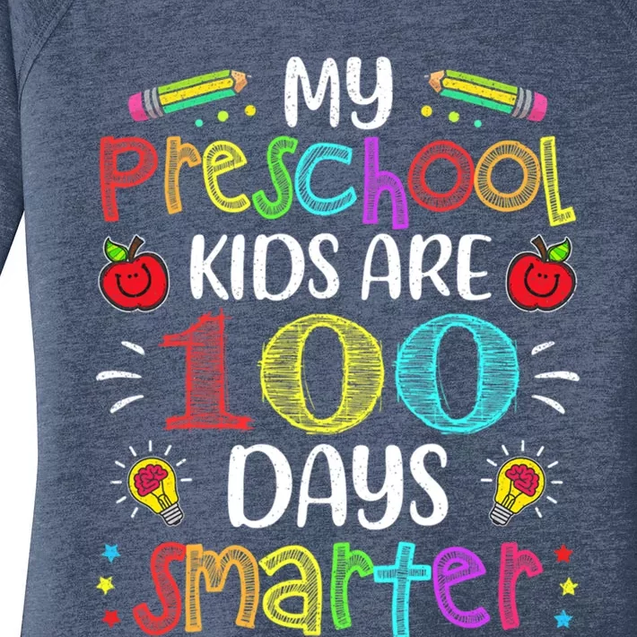 Preschool Teacher 100 Days Smarter 100th Day Of School Gift Meaningful Gift Women's Perfect Tri Tunic Long Sleeve Shirt