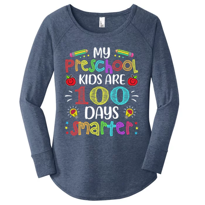 Preschool Teacher 100 Days Smarter 100th Day Of School Gift Meaningful Gift Women's Perfect Tri Tunic Long Sleeve Shirt