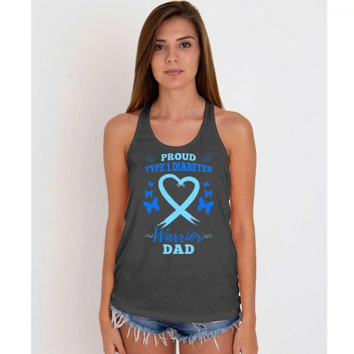 Proud Type 1 Diabetes Warrior Dad T1D Type 1 Diabetes Women's Knotted Racerback Tank