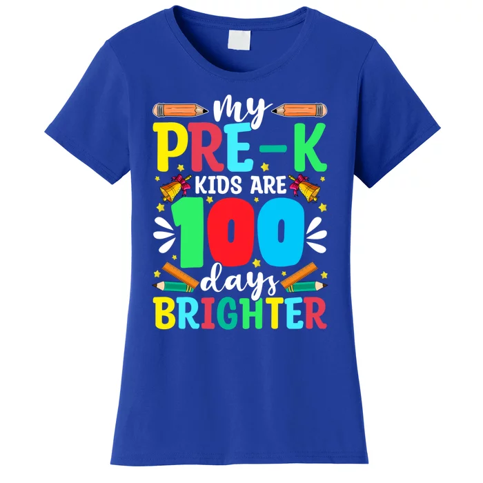 Preschool Teacher 100 Days Brighter 100th Day Of School Meaningful Gift Women's T-Shirt