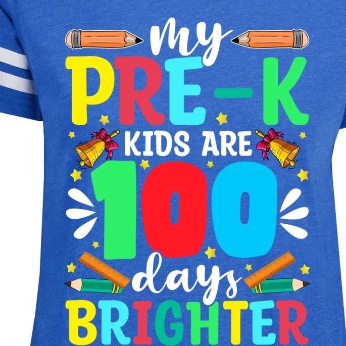 Preschool Teacher 100 Days Brighter 100th Day Of School Meaningful Gift Enza Ladies Jersey Football T-Shirt