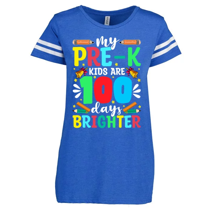 Preschool Teacher 100 Days Brighter 100th Day Of School Meaningful Gift Enza Ladies Jersey Football T-Shirt