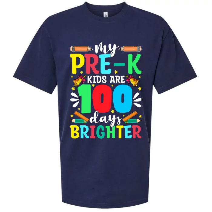 Preschool Teacher 100 Days Brighter 100th Day Of School Meaningful Gift Sueded Cloud Jersey T-Shirt