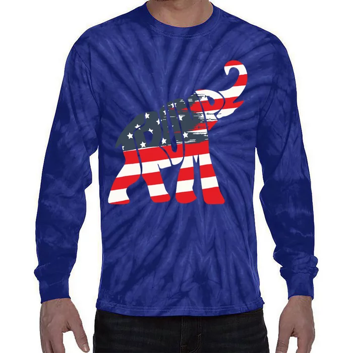 President Trump 2024 Republican Elephant Trump Supporter Tie-Dye Long Sleeve Shirt