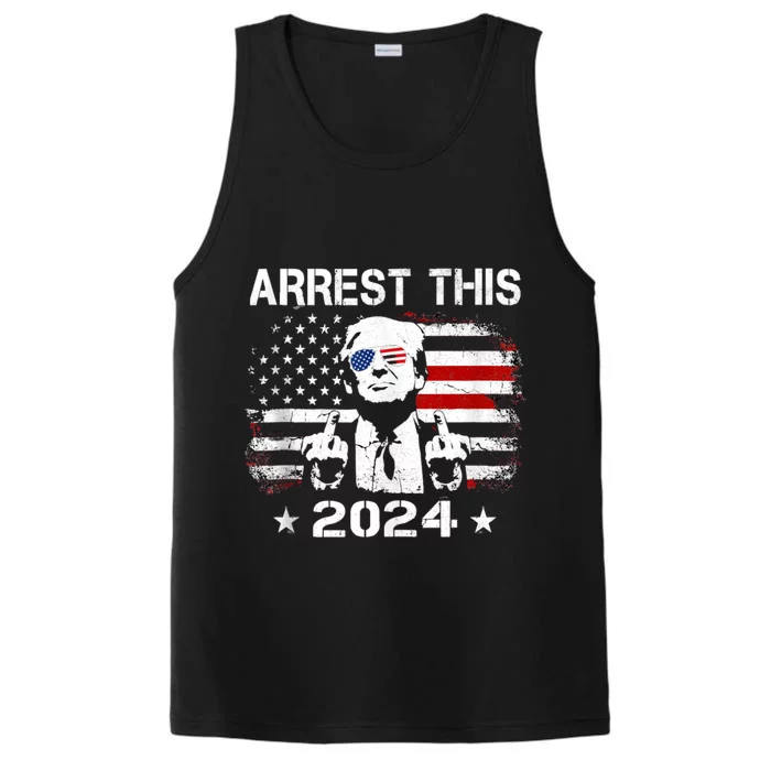 Pro Trump 2024 Funny Arrest This American Flag 45 47 Vote Performance Tank