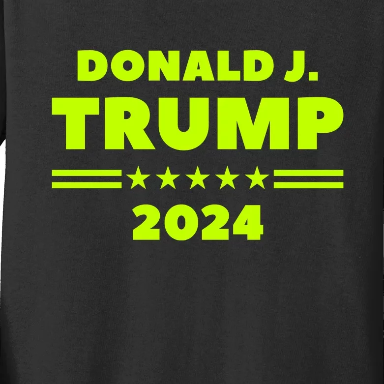 Pro Trump 2024 Green Kids Long Sleeve Shirt