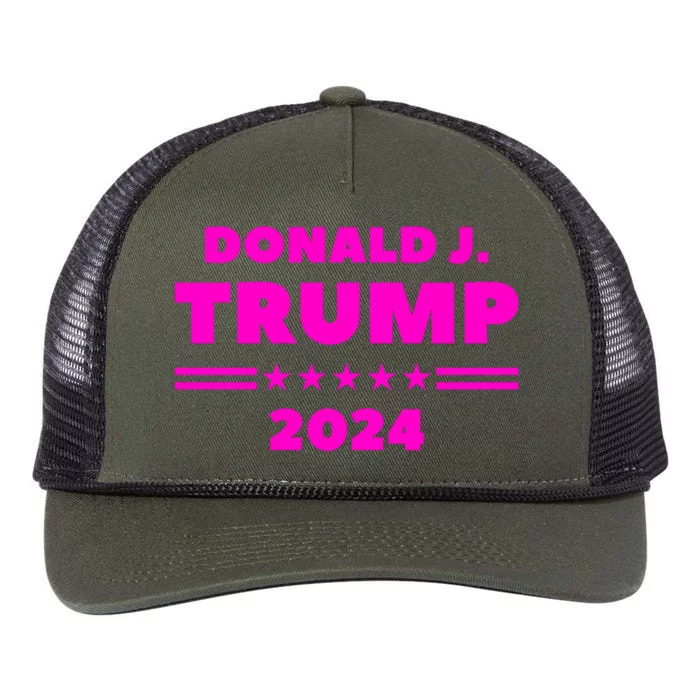 Pro Trump 2024 Pink Retro Rope Trucker Hat Cap