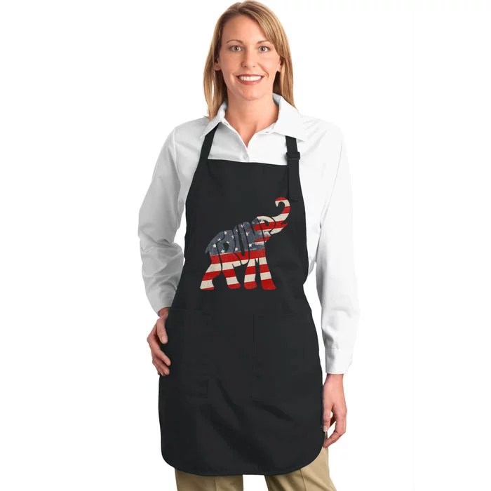 President Trump 2024 Republican Elephant Trump Full-Length Apron With Pocket