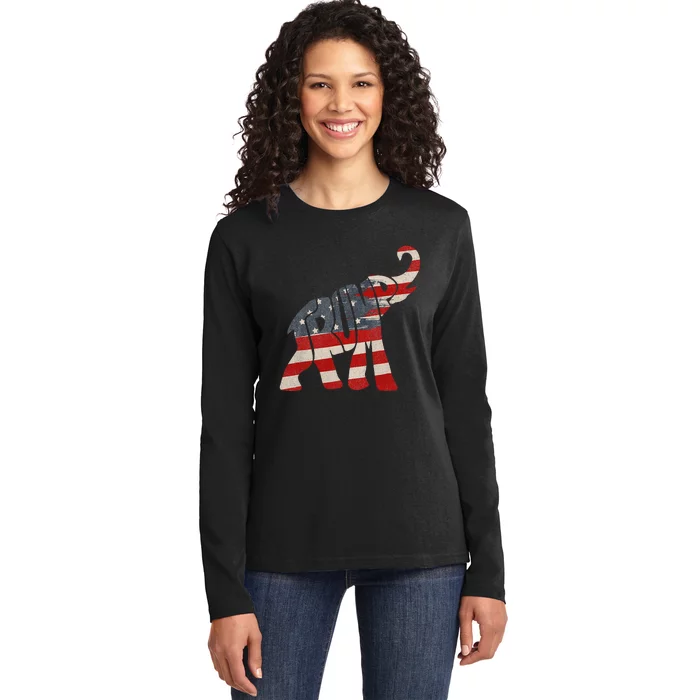 President Trump 2024 Republican Elephant Trump Ladies Long Sleeve Shirt