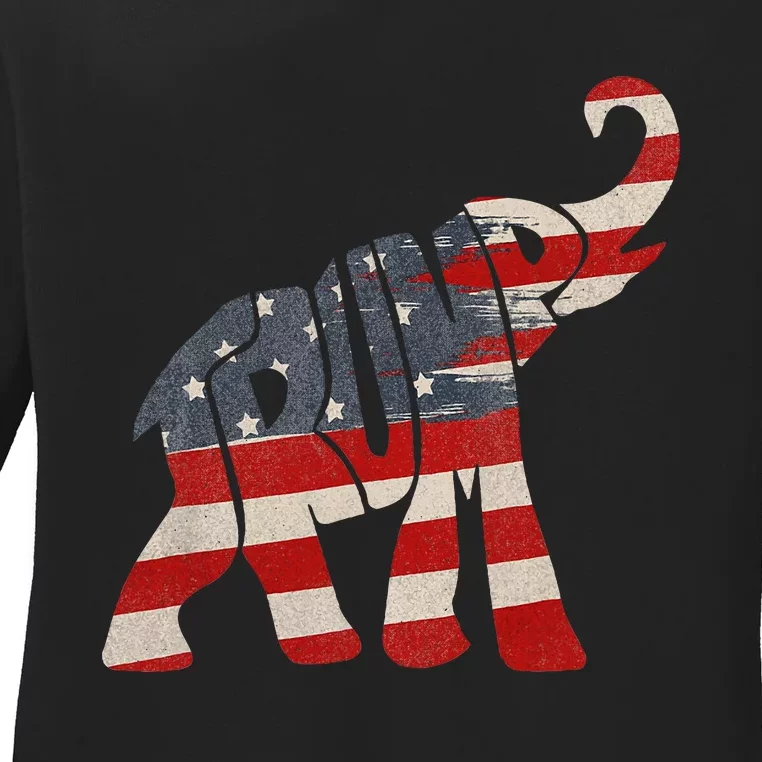 President Trump 2024 Republican Elephant Trump Ladies Long Sleeve Shirt