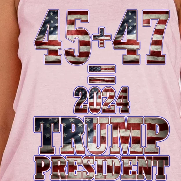 Pro Trump 2024 45th Potus 45+47= 2024 Trump President Funny Gift Women's Knotted Racerback Tank