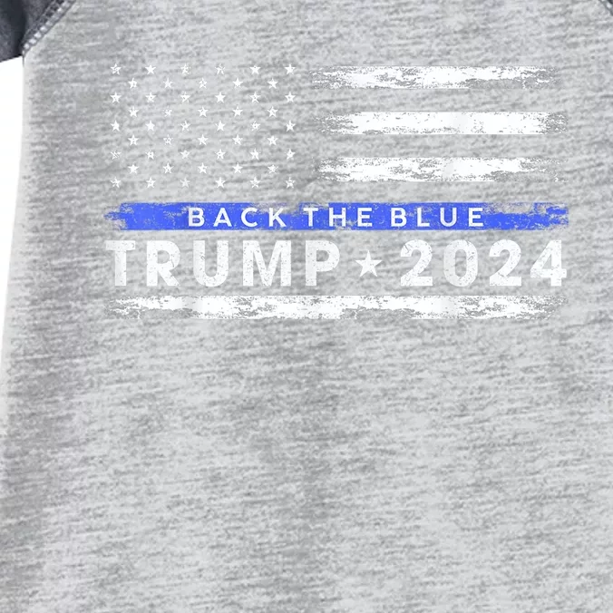 Pro Trump 2024 Back The Blue Thin Blue Line American Flag Infant Baby Jersey Bodysuit