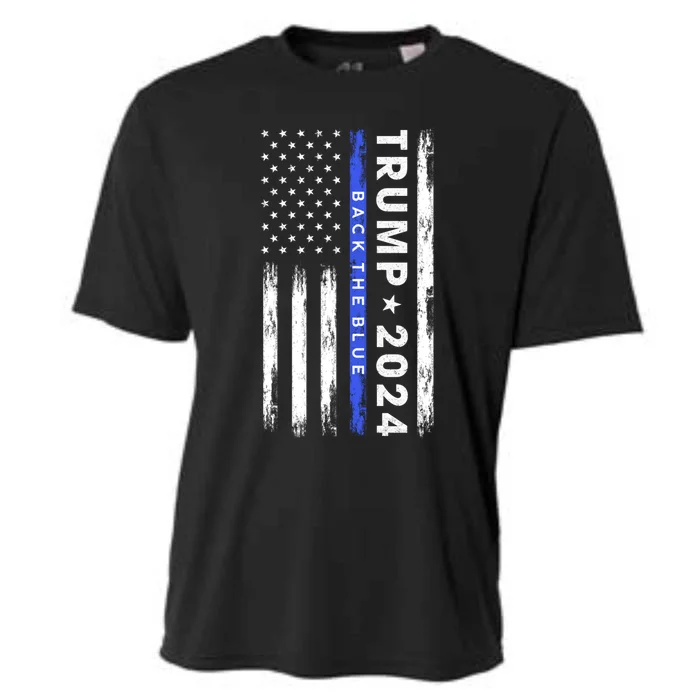 Pro Trump 2024 Back The Blue Thin Blue Line American Flag Meaningful Gift Cooling Performance Crew T-Shirt