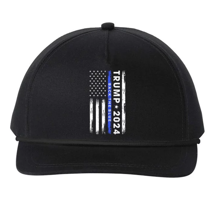 Pro Trump 2024 Back The Blue Thin Blue Line American Flag Meaningful Gift Snapback Five-Panel Rope Hat