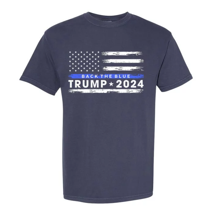 Pro Trump 2024 Back The Blue Thin Blue Line American Flag Gift Garment-Dyed Heavyweight T-Shirt