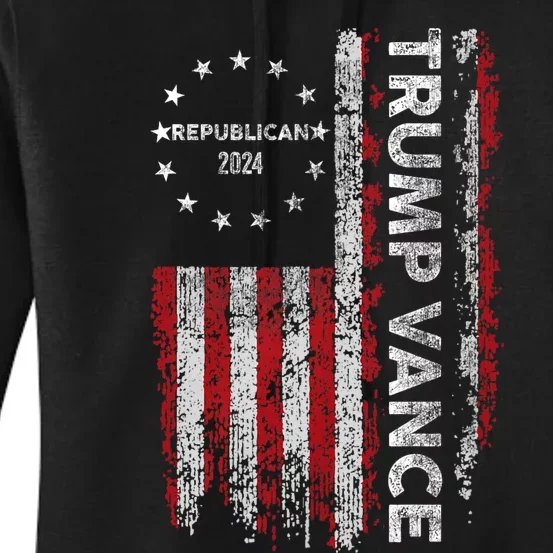 Pro Trump 2024 Trump Vance 2024 Us Flag Republican 2024 President Election Women's Pullover Hoodie