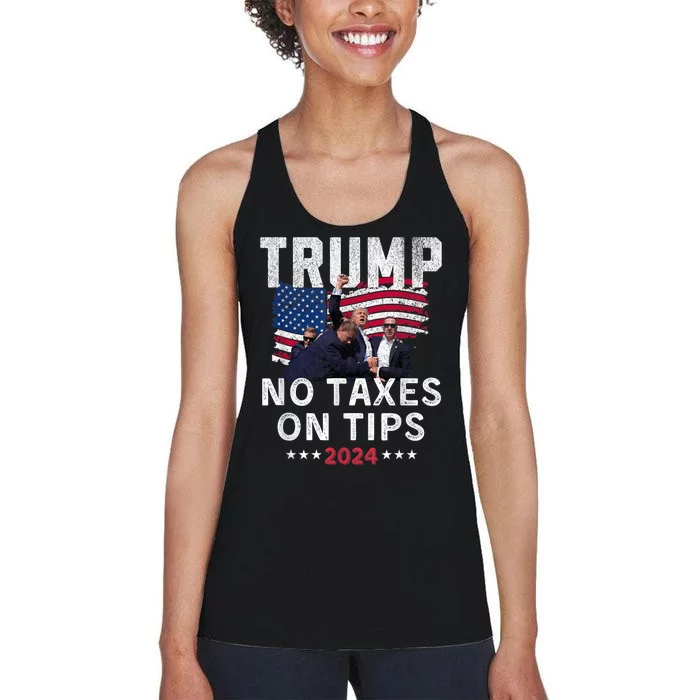 President Trump 2024trending No Tax On Tips Copycat Kamala Women's Racerback Tank