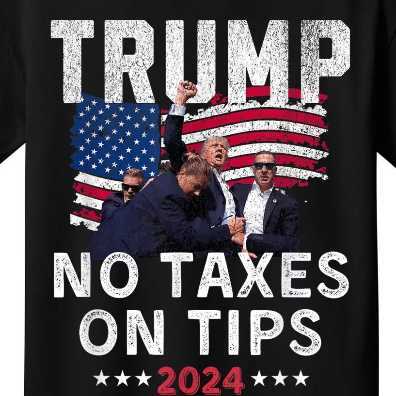 President Trump 2024trending No Tax On Tips Copycat Kamala Kids T-Shirt