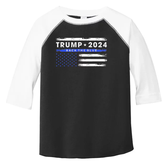 Pro Trump 2024 Back The Blue Thin Blue Line American Flag Toddler Fine Jersey T-Shirt