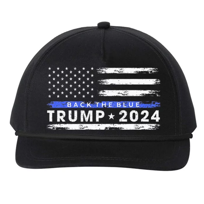 Pro Trump 2024 Back The Blue Thin Blue Line American Flag Snapback Five-Panel Rope Hat