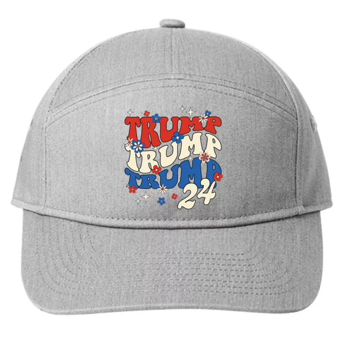 President Trump 24 2024 Groovy Retro 7-Panel Snapback Hat