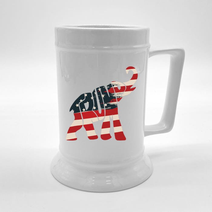 President Trump 2024 Republican Elephant Trump Supporter Front & Back Beer Stein