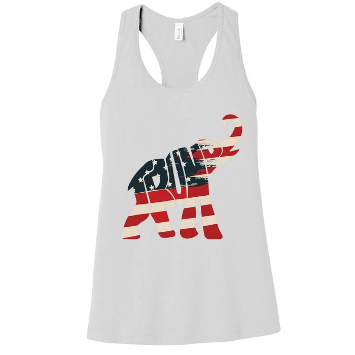 President Trump 2024 Republican Elephant Trump Supporter Women's Racerback Tank