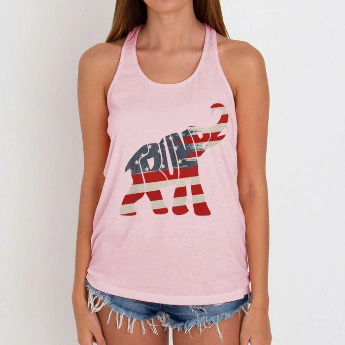 President Trump 2024 Republican Elephant Trump Supporter Gift Women's Knotted Racerback Tank