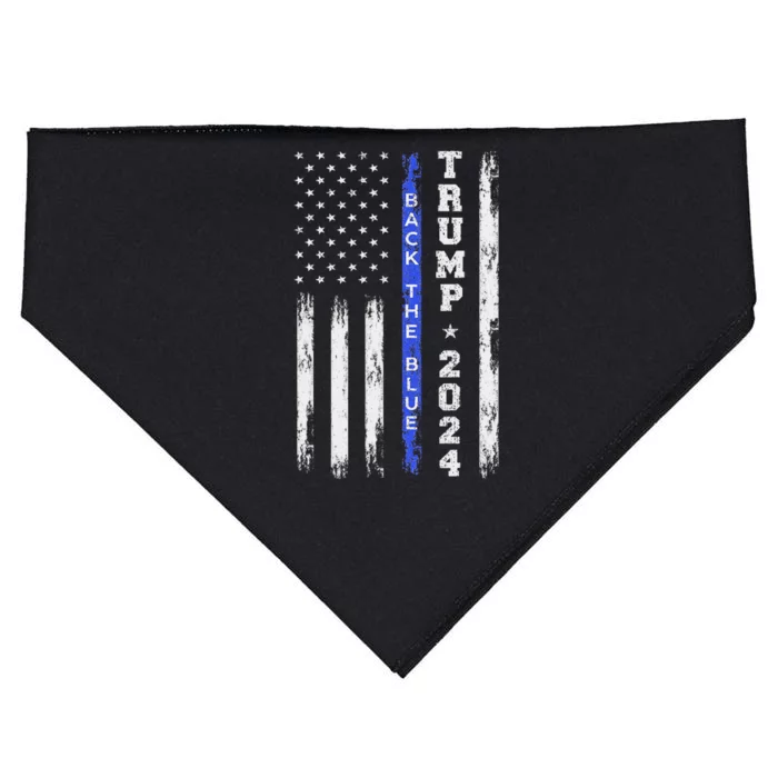 Pro Trump 2024 Back The Blue American Flag USA-Made Doggie Bandana