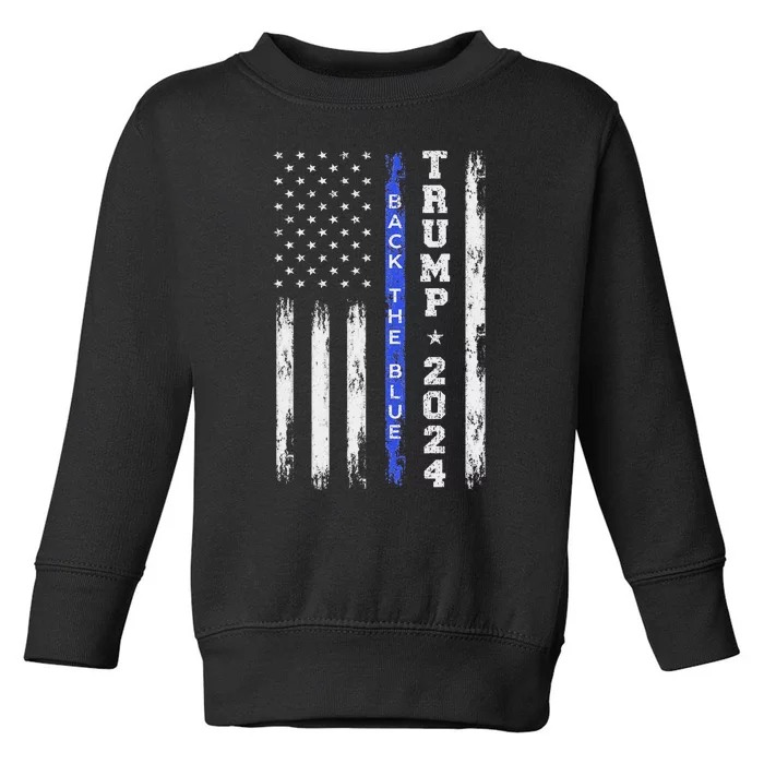 Pro Trump 2024 Back The Blue American Flag Toddler Sweatshirt