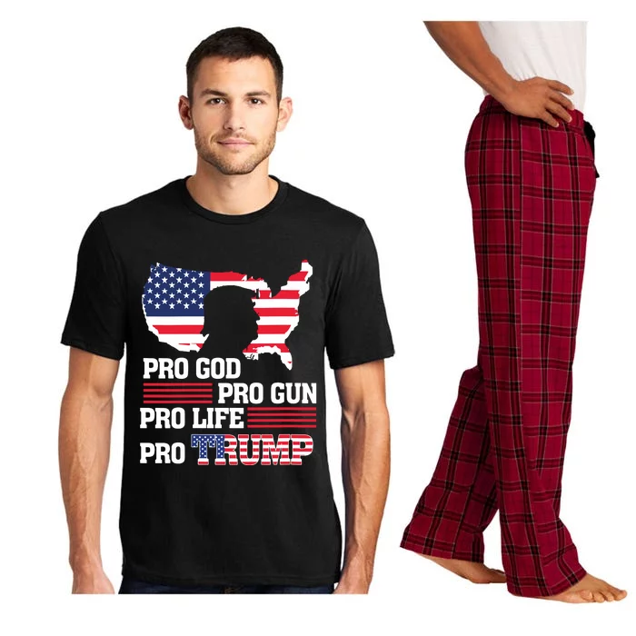 Pro Trump 2024 American Flag Prolife Progod Progun Vneck Pajama Set