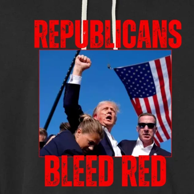 Pro Trump 2024 Trump Republicans Bleed Red 2024 Assignation Attempt Garment-Dyed Fleece Hoodie