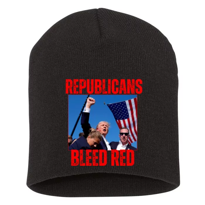 Pro Trump 2024 Trump Republicans Bleed Red 2024 Assignation Attempt Short Acrylic Beanie