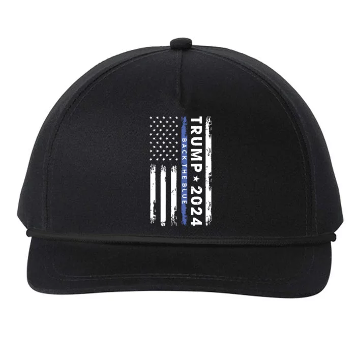 Pro Trump 2024 Back The Blue Thin Blue Line American Flag Snapback Five-Panel Rope Hat