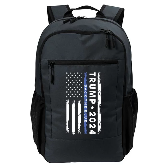 Pro Trump 2024 Back The Blue Thin Blue Line American Flag Daily Commute Backpack